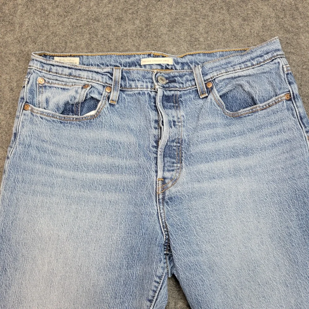 Levis Jeans Womens 32 Premium Boho Streetwear Grunge Ribcage Straight Ankle - Picture 4 of 11